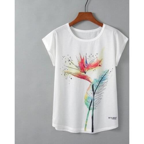 Women Casual Printing Short Sleeve O-Neck Tops Tee T-Shirt Blouse Tops