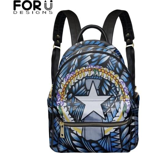 FORUDESIGNS Retro Cnmi Print Women Leather Backpacks Fashion Shoulder Bag Backpack Ladies Travel Mochilas School Bags For Girls
