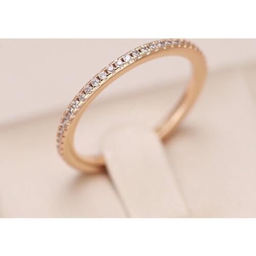 Kinel New Arrivals 585 Rose Gold Single Row Micro-wax Inlay Natural Zircon Rings Women Wedding Party Trendy Fine Jewelry