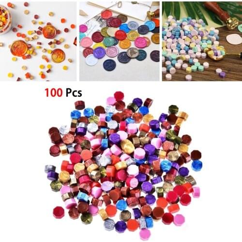 100pcs Sealing Wax Beads Retro Octagon Wax Seal Beads Kit for Wax Seal Stamp Crafts and Decoration