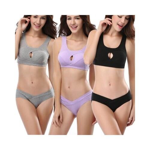 2Pcs Maternity Nursing Bras Cotton Breastfeeding Bra For Pregnant Women Pregnancy Underwear Breast Feeding Bra Set Plus Size