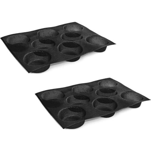 2 Pack Silicone Hamburger Bread Forms,Perforated Baking Molds, Silicone Baking Mould,Bread Buns Mold 8 Cavities