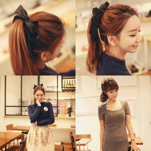 5PCS/LOT Fashion Nice Hair Accessories Ribbon Bowknot Elastic Hair Bands for Women Girls Hot Sale Rubber Bands Free Shipping