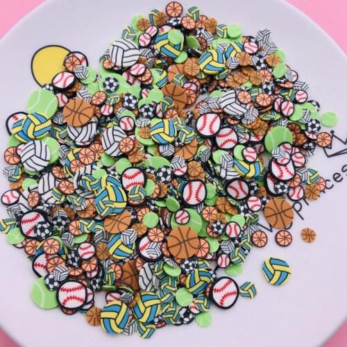 20g/Lot Hot Selling Polymer Clay Miniature Football Sprinkle,Basketball Baseball Sport Slice for Crafts Making, Phone Deco, DIY
