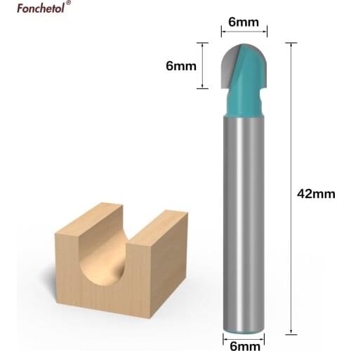 6mm*6mm,1pcs,Free shipping CNC Engraving Woodworking Milling Cutter,Tungsten Solid carbide End Mill,Round Bottom Router Bit