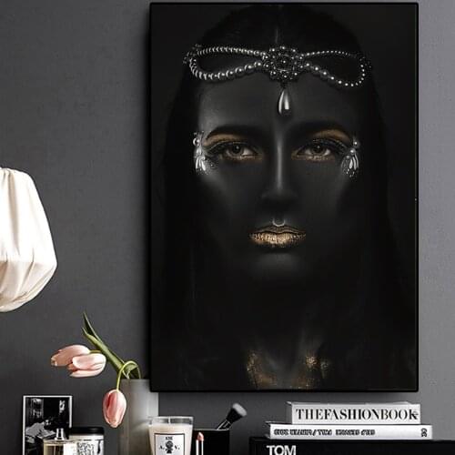 Abstract Canvas Painting Black Gold Africa Woman Model Art Poster Canvas Picture Prints Paintings for Living Room Wall Art Decor