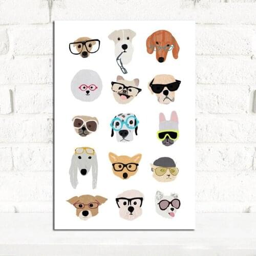 Abstract Gogs and Cats Animal Canvas Painting Scandinavian Art Minimalist Wall Picture Poster and Print Modern Home Decor