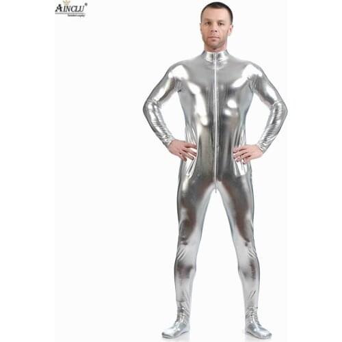 Ainclu Glue Cosplay Costume for Halloween Men Headless Rubberized Zentai for Adults