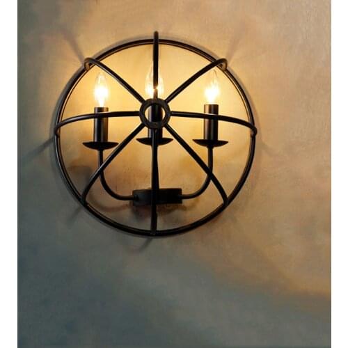 American Retro Vitnage Wall Lalmp Iron Art Loft Industrial Restaurant Cafe Light Corridor Bedroom Bedside Wall Sconce Bra