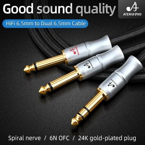 Hifi 6.5mm to Dual 6.5mm Cable Stereo TRS 6.35mm to Dual 6.35mm TS Splitter Audio Cable For Amplifier Speaker Sound Mixer