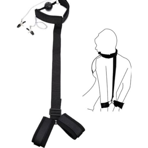 BDSM Bondage Restraints Belt Tied handcuffs open mouth Gags Muzzles Ball Oral sex SM Slave intimate sex toys for couples