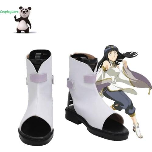 CosplayLove Game Naruto Hyūga Hinata White Cosplay Shoes Long Boots Leather Custom Made