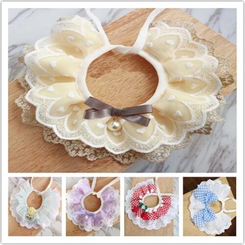 Handmade Pet jewelry Cat Dog Collar Lace Bibs With Puppy Kitten Neckerchief Pet Supplies Grooming Accessories