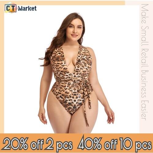 One Piece Swimsuit Women Leopard Plus Size Swimwear Sexy Swimming Bodysuit with Pad 2021 Holiday CTYY03664