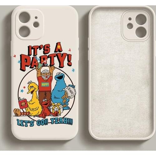 INS Sesame Street Cookie Case for iPhone 11 12Pro X XR Xs Max 8 7 Plus Funny Ultra Thin Slim Fit Soft Liquid Silicone Case Coque