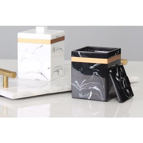 Resine Cotton Swab Box Decoration Creative Gift Toothpick Can European-Style Dust Proof Toothholder Barre For Hotel Usefor