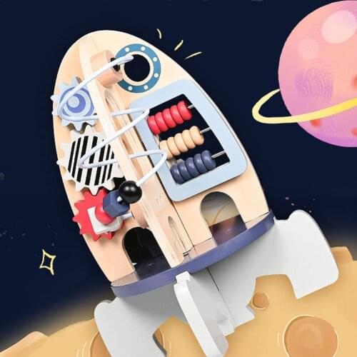 Wooden Rocket Children Early Learning Exercise Hands-on Ability Educational Educational Aids Parent-child Interactive Toys