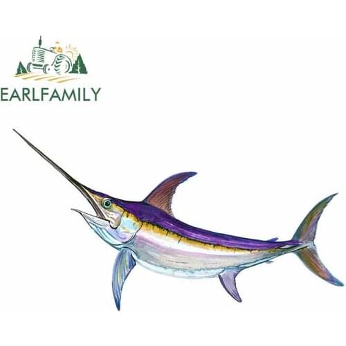 EARLFAMILY 13cm x 7.2cm for Swordfish Fishing Funny Car Stickers Vinyl Waterproof RV VAN Car Accessories JDM Anime Sign Logo