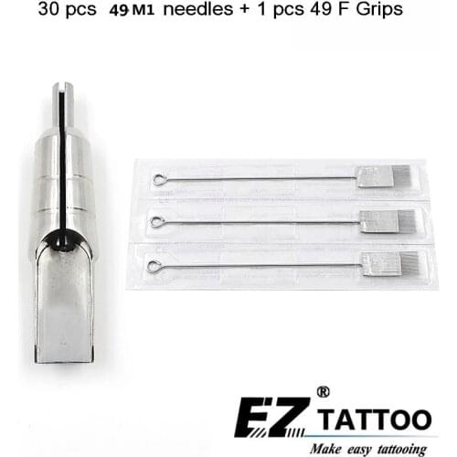EZ 30 pc Magnum Tattoo Needles 49M1 with 1 pc 316 Stainless Steel Magnem bullet tubes 49F Tattoo Grip tattoo supply 1 set/lot