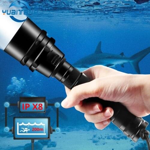 IPX8 Diving Flashlight Professional Ultra Powerful 5T6 Waterproof Diving Scuba Flashlights Underwater Torch use 18650 battery