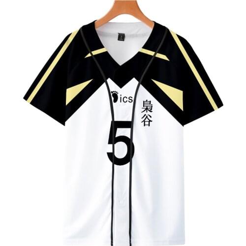 Cosplay Haikyuu T Shirt Akaashi Keiji Wakatoshi 3D Baseball Uniform Jacket Fashion Short-sleeved Casual Tee Top Jersey Men/Women