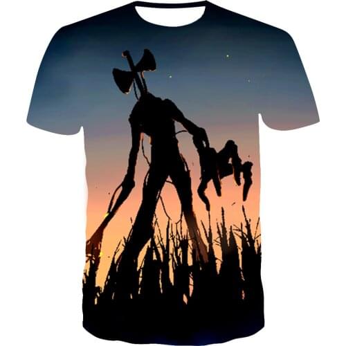 3D Printed Siren Head T-Shirt Men Women Summer Short Sleeve Casual Breathable Tees Tops Boy Girl Kids Cool Style T Shirt