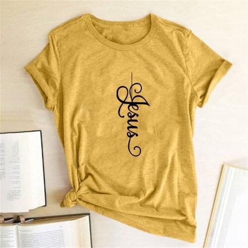 Jesus Printed T-shirts Women Clothing Summer Woman Tshirts Loose Aesthetic Clothes Graphic Tee Streetwear Camisetas Mujer
