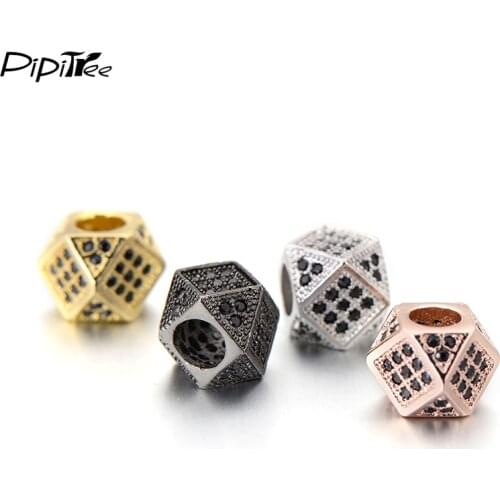 Pipitree Geometric CZ DIY Beads Charms for European Bracelets Fashion Spacer Crystal Beads Jewelry Making Findings Wholesale