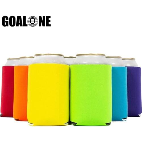 GOALONE 6Pcs/Set Beer Can Cooler Blank Neoprene Can Sleeves Collapsible Insulated Drink Cooler Holders for Beer Water Bottles