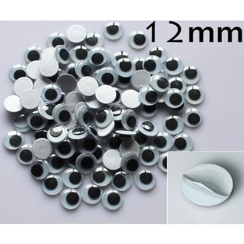 Hot sale 12mm Plastic eye with self-adhesiveWiggle Eyes forDoll Toy diy 4000pcs/lot