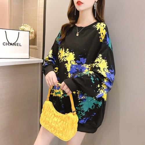 Tie Dye 2021 Harajuku Hoodies Women Casual Long Sleeve Sweatshirt Colorful Print Loose Clothes Spring Autumn Hooded Streetwear