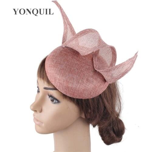 Imitation Sinamay Bride Wedding Hat Fascinator Hoops Decor Headpiece Women Elegant Married Millinery Cap Hair Pin Accessories