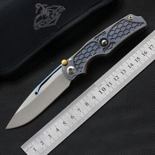 Kevin john Tilock outdoor Flipper Folding knife Titanium handle M390 blade Tactical camping survival Knives EDC tools
