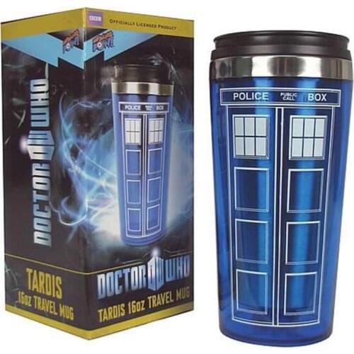 Doctor Dr. Who Tardis Coffee Bottle With Lid Coffee Cup Stainless Steel Thermos Interior Bottles 450ml Creative Gifts Fast Post