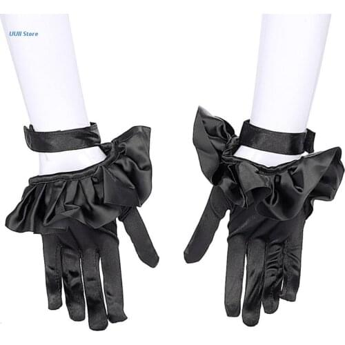 Girls Ruffles Short Gloves Handmade Full Finger Gloves Gothic Cosplay Props
