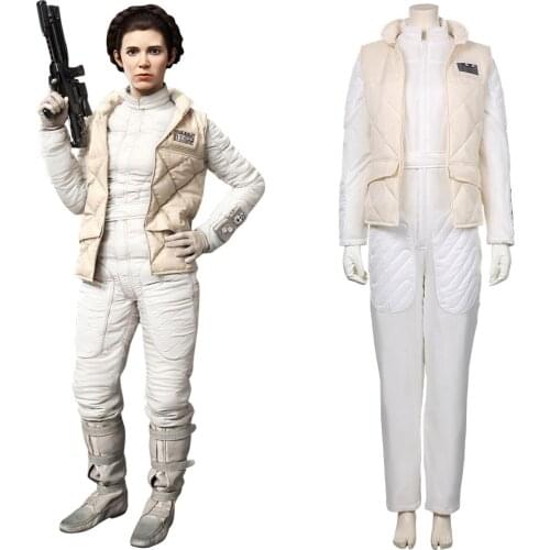 Star Cosplay Wa Leia Cosplay Costume Jumpsuit Vest+Pant Outfits Halloween Carnival Suit