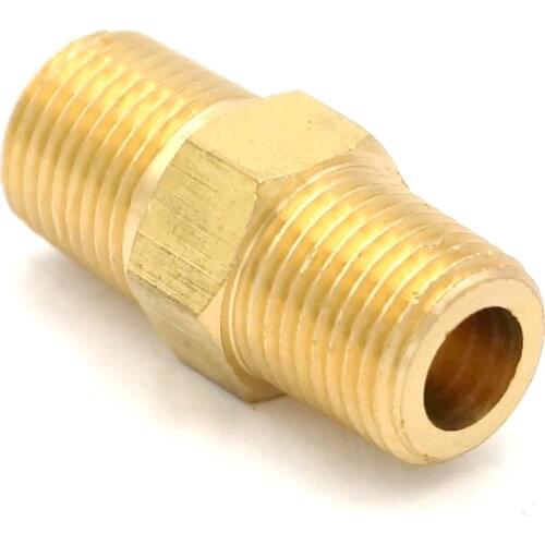 1/8" BSPT x 1/8" NPT Male Hex Nipple Reducer Brass Pipe Fitting Connector Adapter Water Gas Oil Fuel