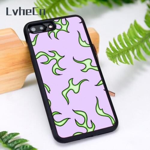 LvheCn Silicone Phone Case Cover for iPhone 6 6S 7 8 Plus X XS XR 11 12 Mini Pro Max flame street wear print pattern hype beast