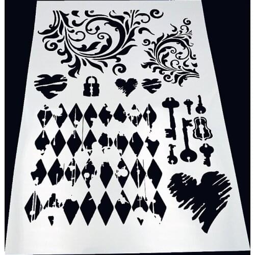 Love key plastic mold shield DIY cake scrapbook stencils hollow Embellishments printing lace ruler Valentines Day