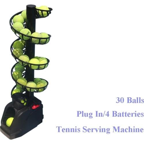 Tennis Ball Machine Tennis Serving Machine Lightweight Tennis Toss Machine Plug In/Batteries 30 Balls
