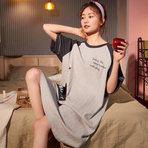 New Summer Womens Cotton Homedress Nightdress Half Sleeve Nightgowns One-piece Dress Sleepwear Loose Fashion Home Clothing