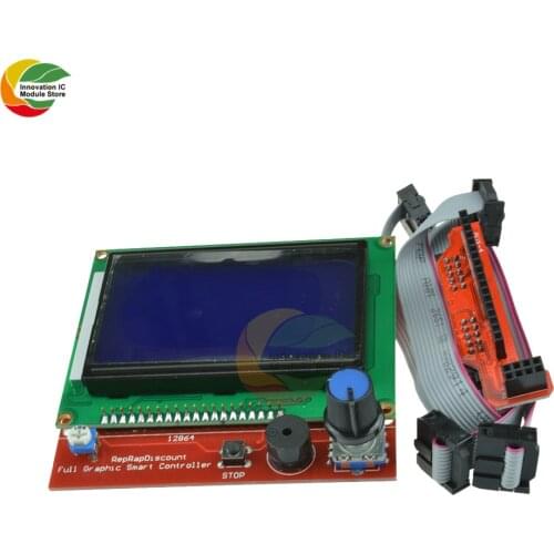 Ziqqucu 12864 LCD Graphic Smart Display Controller Board with Adapter Cable for 3D Printer Ramps 1.4 RepRap Mendel Prusa Arduino