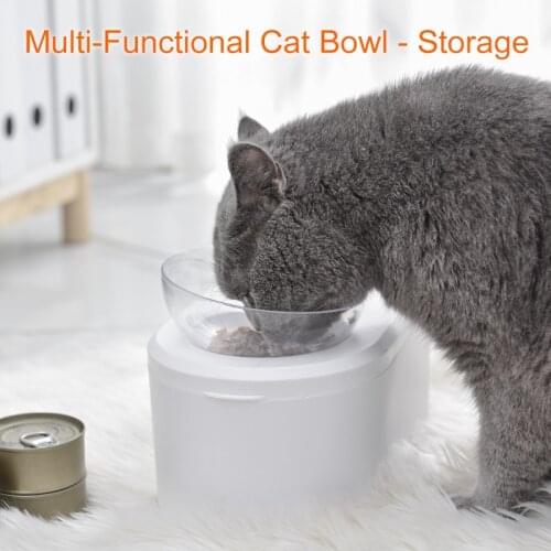 Elevated Cat Bowl with Stand, Stress Free, Transparent Tilted Raised Pet Feeding Bowl for Cat and Small Dog, Food Grade Material