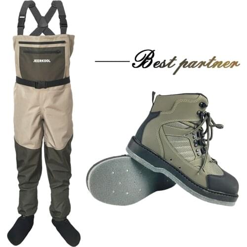 Wader Fly Fishing Pants Work Clothes Waterproof Suit Overalls Wading Upstream Shoes Felt Sole Boots Leaking Water Shoes DXMD1