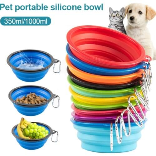 350/1000ml Foldable Feeder Bowls for Dog Puppy Pet Cat Water Drinking Bowl Food Container Silicone Eating Dish Portable Travel
