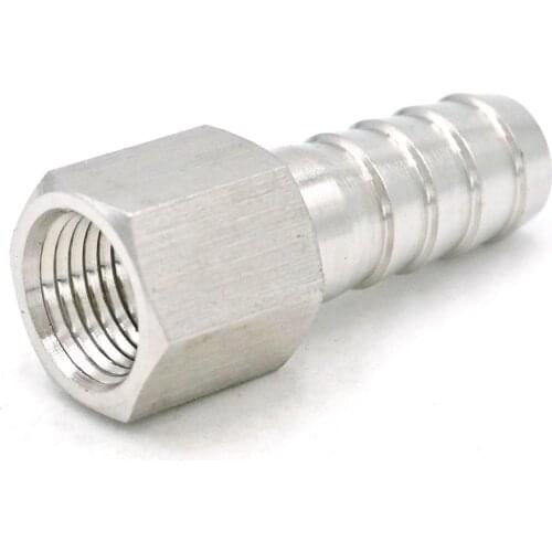 1/4" BSP Female to 12mm Barb Hose 304 Stainless Steel Splicer Barb Hose Tail Connector 142 PSI