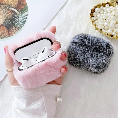 Warm Soft Fluffy Cover Case For Airpods 1 2 Fur Plush For Air Pods Airpods Pro Wireless Charging Earphone Box With Carabiner