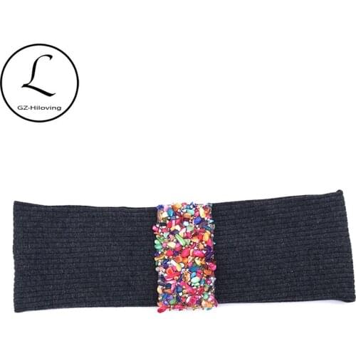 Women Cotton Rhinestone Headband Headwear 2019 Korean Winter Ribbed Hairband for Ladies Girls Turban Christmas Hair Accessories