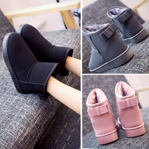 Snow Boots Womens Low-tube Plus Velvet Thick Frosted Womens Flat Heel Anti-water Ingress Warmth Fashion Womens Boots