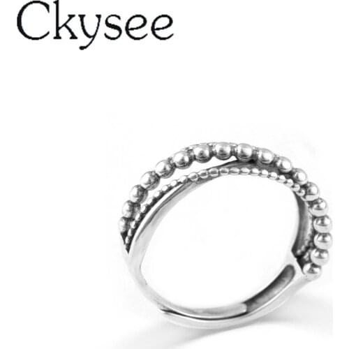 Ckysee Fashion 925 Sterling Silver Rings Small Round Beads Ring Adjustable Rings For Woman Original Fine Jewelry Daily